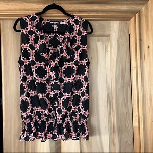 Karl Lagerfeld Paris Summer Ruched Bottom Floral Pattern Top